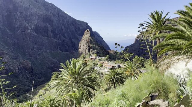 Masca Village in Teno Mountains Tenerife on Clear Winter Day