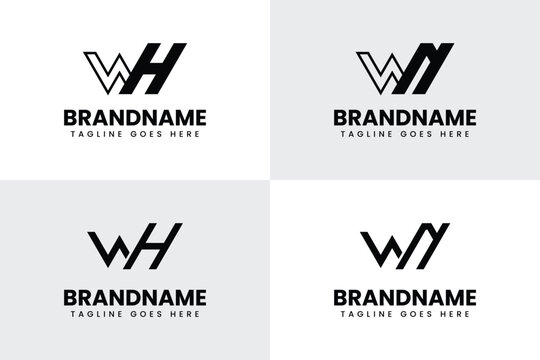 Letters WH WN Monogram Logo Set, suitable for any brand with HW NW initials