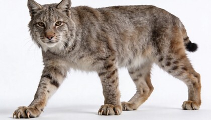 Obraz premium Bobcat walking on white background
