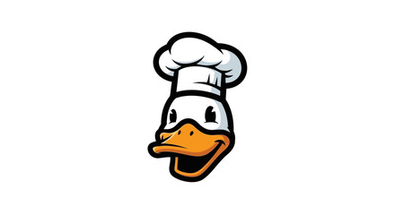 Fototapeta premium Cartoon Duck Wearing Chef Hat Illustration.