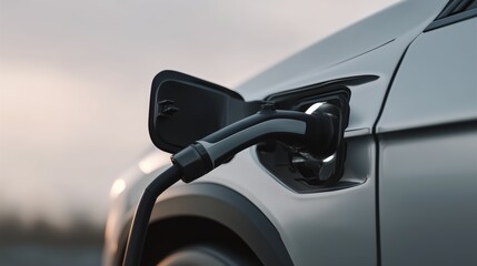 Close up of electric car charging