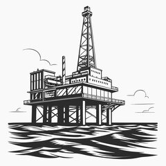 Obraz premium An oil rig in the middle of the ocean