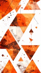 Abstract Orange Triangle Geometric Composition on White Background Art