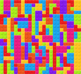 Realistic multicolor plastik constructor background. Play and build concept. Vector illustration © boxerx