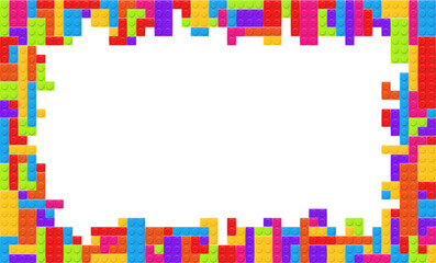 Fototapeta premium Realistic multicolor plastik constructor frame isolated on white background. Play and build concept. Vector illustration