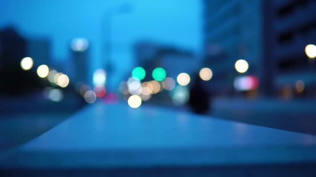 Tranquil Night Scenes Presenting peaceful and atmospheric urban environments devoid of specific details, focusing on light and blur.