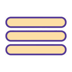 Obraz premium Three horizontal beige bars with purple borders arranged vertically modern minimalist design with clean lines and vibrant contrast