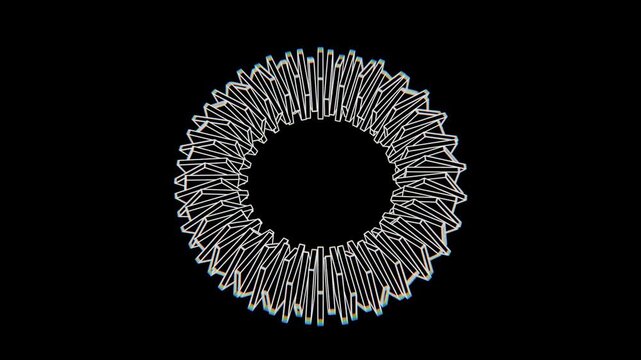 abstract 3d symmetrical geometric shape rotating on black colour background