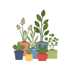 Obraz premium Assorted Potted Houseplants Collection, Indoor Greenery, Home Decor