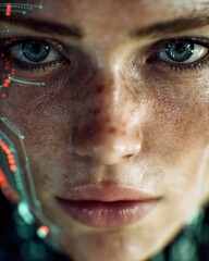 Futuristic Woman with Cyborg Eye Technology.
