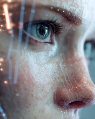 Futuristic Woman with Digital Eye Enhancement.