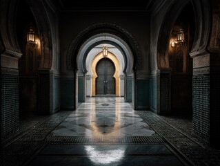 Obraz premium A large room with a yellow archway