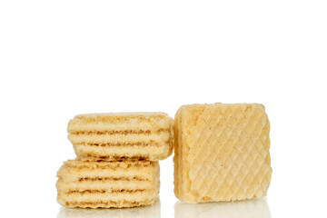 Fototapeta premium Sweet vanilla waffles isolated on white background, close up,