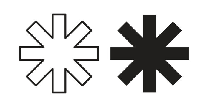 Asterisk icon vector isolated on white background. Simple icon set.