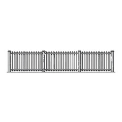 Metal gate fence with double gates on white background