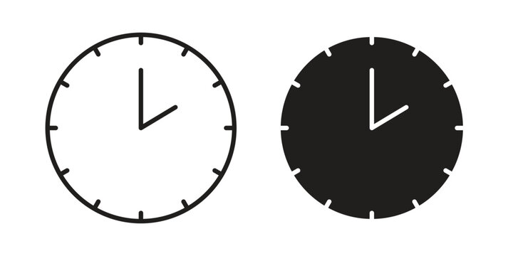 Clock two icon vector isolated on white background. Simple icon set.