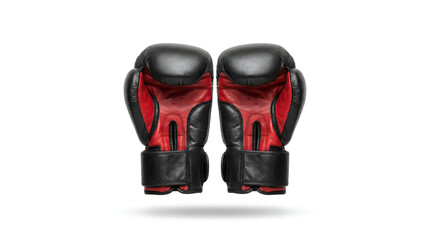 Pair of black and red boxing gloves ready for training session
