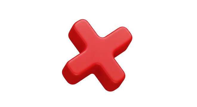 Red 3d X Mark Symbol For Error Delete Or Wrong Answer