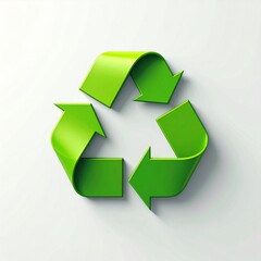 Obraz premium Green Recycle Symbol on White with Shadow Represents Environmental Awareness