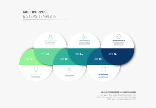Modern 6 Step Circles Business Infographic Template