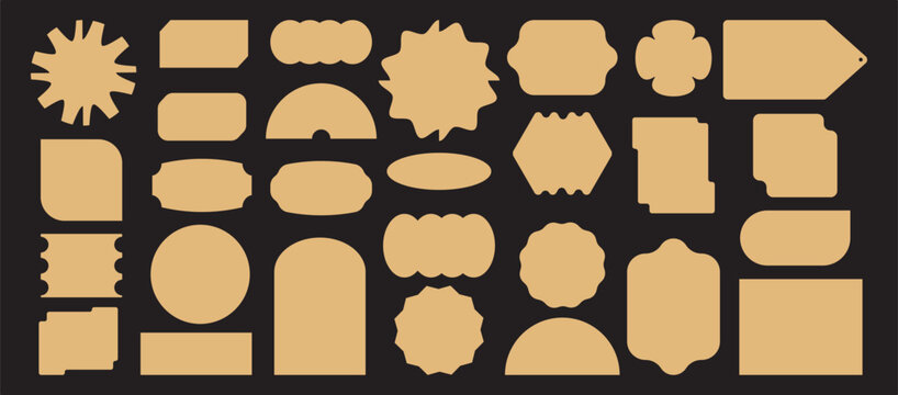 Stickers. Emblems. Simple colored labels with space for text. A set of various frames on an isolated background. Vector.