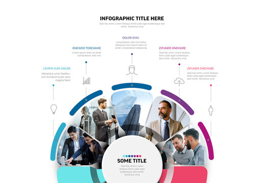 Business Infographic Template with Corporate Photo placeholder and Data Points
