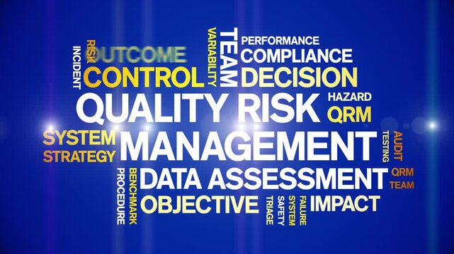 Quality Risk Management animated word cloud-text design animation tag kinetic typography seamless loop.