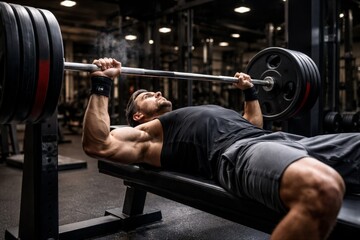 Naklejka premium Man Lifting Weights in Modern Gym