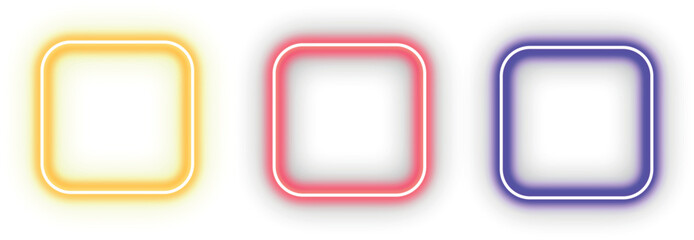 Neon light rounded square border collection vector illustration
