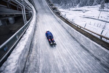 Fototapeta premium Winter Sports: Speed on Bobsled Track