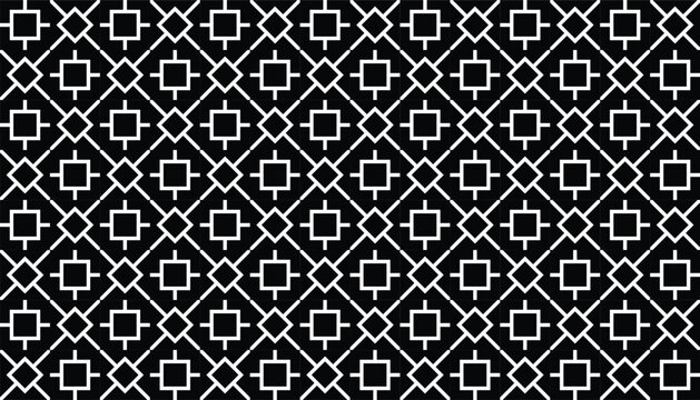 Elegant black and white geometric wallpaper. Seamless dark decorative texture for premium branding