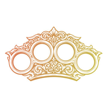 Brass Knuckles Vector Illustration Metallic Knuckle Duster Weapon Icon Design. Realistic Brass Knuckles Isolated on White - Professional Vector Weapon Graphic. Knuckle Dusters Vector Art