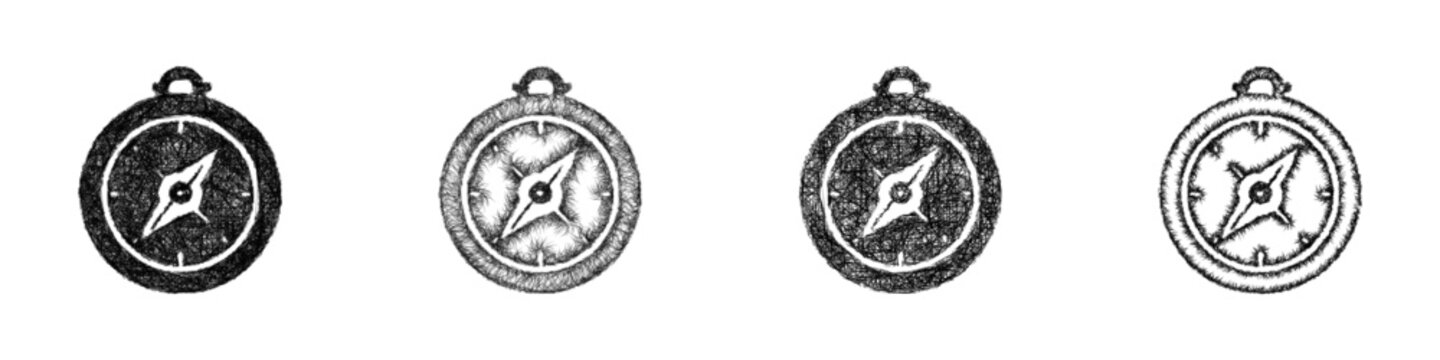 Sketch compass icon design set