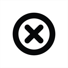 Fototapeta premium Black and white circular icon with an x symbol indicating prohibition or cancellation