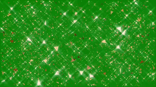 Golden confetti explosion raining down in cinematic slow motion, isolated on a transparent green screen background, luxury glitter overlay for wedding reception and gala night videos, 4K animation