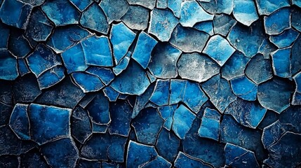 Abstract representation of dark winter landscapes in blue and gray hues.