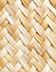 Close Up View of Natural Woven Straw Pattern in Beige and Light Brown