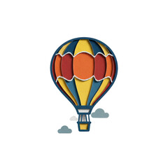 Fototapeta premium Colorful hot air balloon with clouds illustration