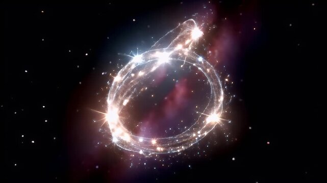 Romantic love theme for Valentines Day. A heartshaped sparkle of light against a dark background, illuminated by a multitude of stars, creating a mesmerizing and romantic atmosphere.