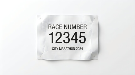 Race bib number tag for city marathon event in 2024