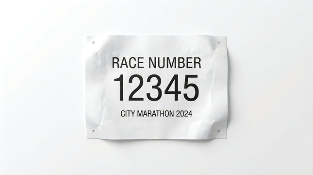 Race bib number tag for city marathon event in 2024