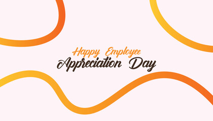 Happy employee appreciation day celebration with orange and yellow lines on pink background