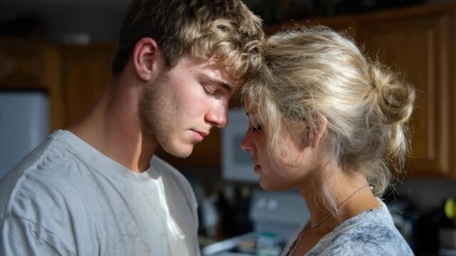 Young couple, profound forgiveness, emotional reconciliation, deep understanding, shared connection, personal growth, intimate moment at home