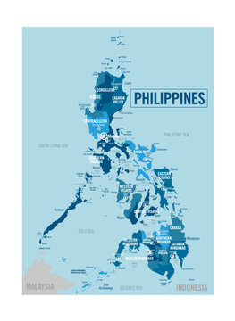 Editable vector map of the Philippines country with all provinces individually separated for easy selection and customization, including the complete archipelago and geographic divisions.