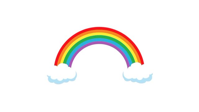 Rainbow in the sky with clouds animation