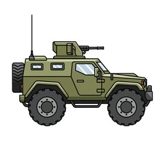Fototapeta premium Armored Military Vehicle with Machine Gun Turret