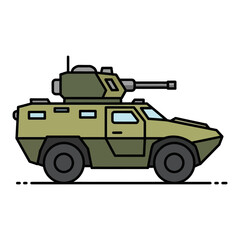 Fototapeta premium Armored Military Vehicle with Cannon, Modern Combat Transport, Army Equipment