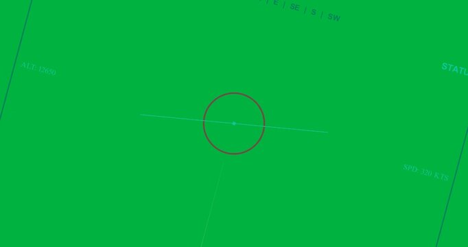 Synthetic HUD receiving update rotating cyan wing, climbing ALT, showing roll change transparent bg