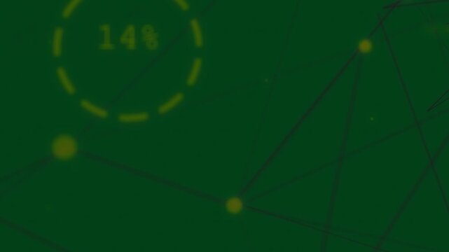 On start dashed gauge updating nodes pulsing numbers cycling showing progress on transparent BG