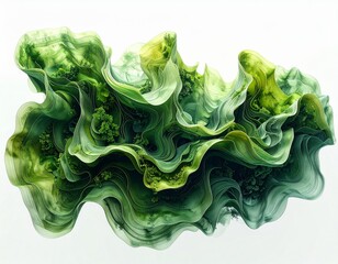 Obraz premium Abstract Green and White Layered Structure with Textured Surface on White